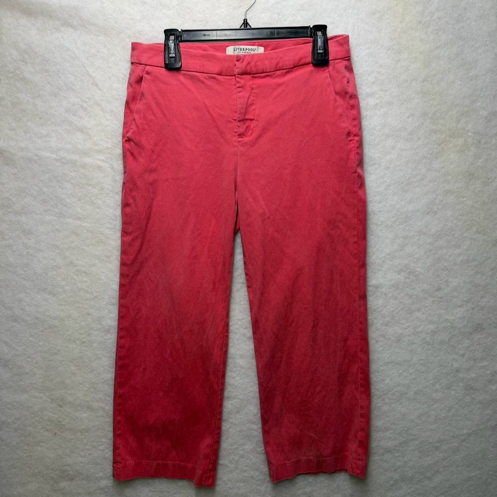 Liverpool Los Angeles Womens Cropped Pants 10/30 Watermelon Pink Stretch Trouser